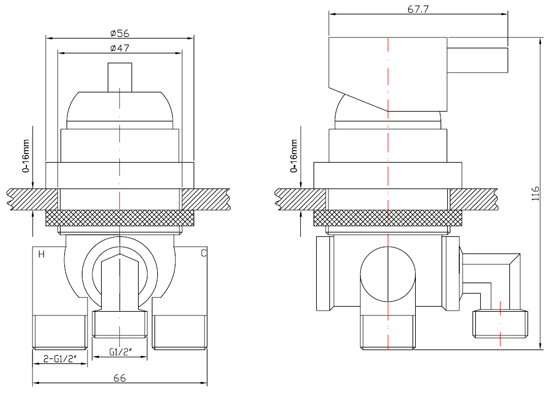 AMD306B pedicure spa mixing valve drawing