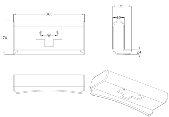 FR001 PU footrest drawing 