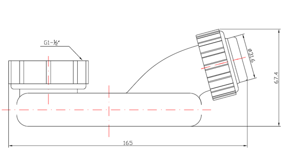 PT001 P-trap drawing